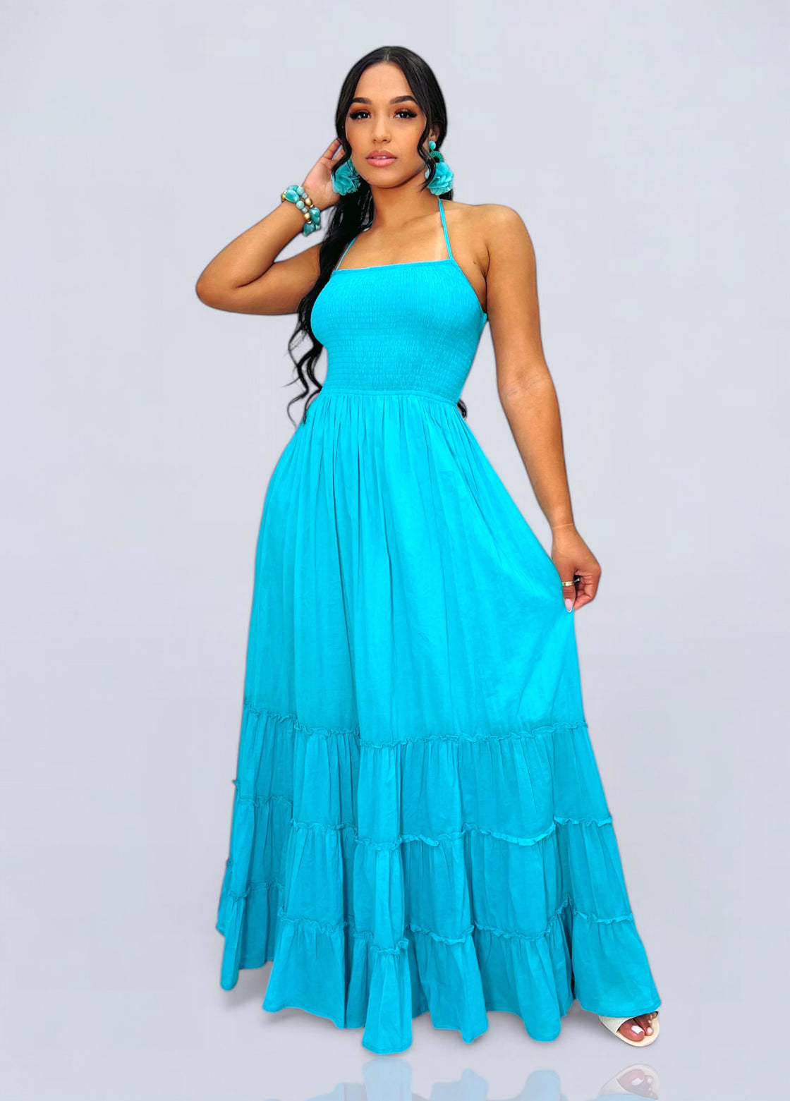 Sky Blue Flowy Maxi Dress medium Sky Blue Flowy Maxi Dress medium